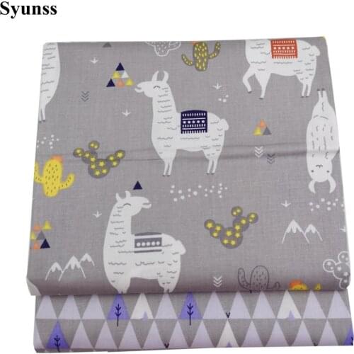 Syunss Gray Alpaca Tree Print Twill Cotton Fabric DIY Handmade Sewing Patchwork Baby Cloth Bedding Textile Quilting Tilda Tissus