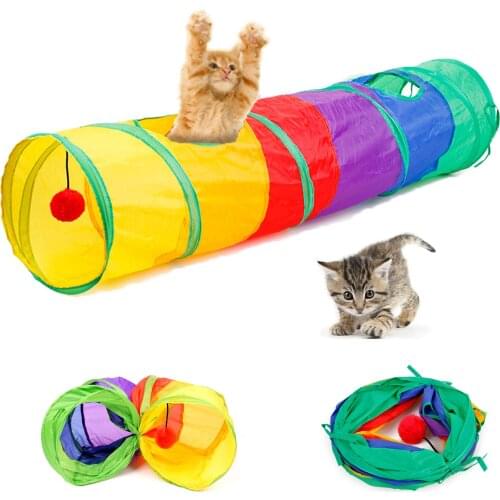 Pet Cat Tunnel Collapsible Portable Indoor Cat toy Puzzle Exercising Hiding Training Interactive Cats toy improve IQ No bored