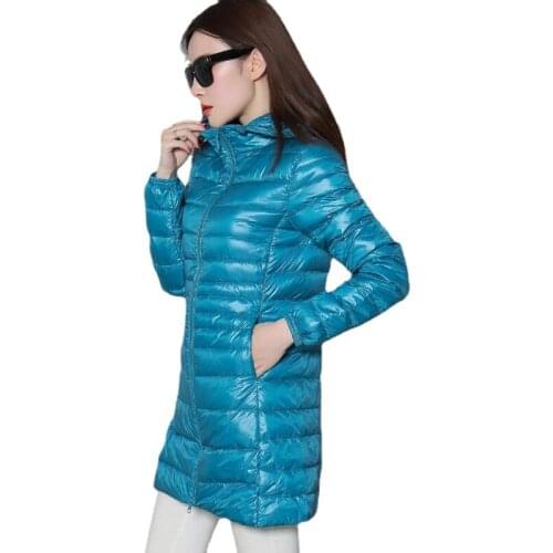 Plus Size 5XL Resistant Windproof Warm Duck Down Hooded Parkas Women Ultra Light Down Jacket Autumn Winter Long Down Coat