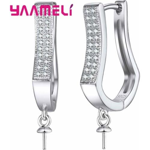 High Quality U-shaped 925 Sterling Silver Earrings Hoop Rhinestone Earring Loop Ear Accessories For Female Jewelrys
