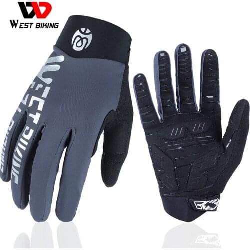 WEST BIKING Breathable Cycling Gloves Touch Screen MTB Bike Gloves Anti-slip Reflective Sport Fitness Running Bicycle Gloves