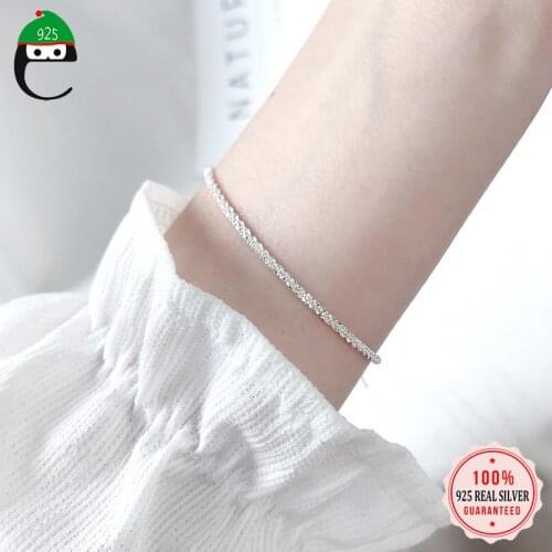 ElfoPlataSi 925 Real Sterling Silver Women Fashion Star Chain Bracelet For Women Wedding Silver 925 Bracelet Jewelry Gift DS1388