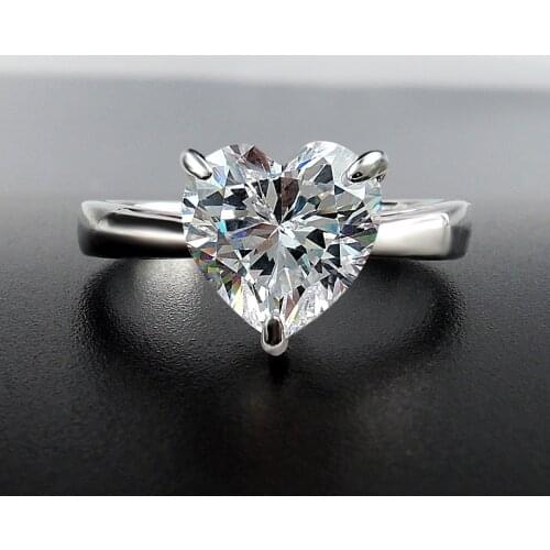 2020 Simple 8*8MM 2CT Heart Cut Citrine Rings For Women Holiday Birthday Fine Jewelry Gifts