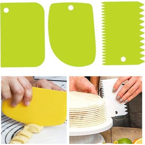 3PCS/Lot Dough Cake Cutter Slicer Spatula for Cake Cream Scraper Pasty Cutters Irregular Teeth Edge DIY Smoother