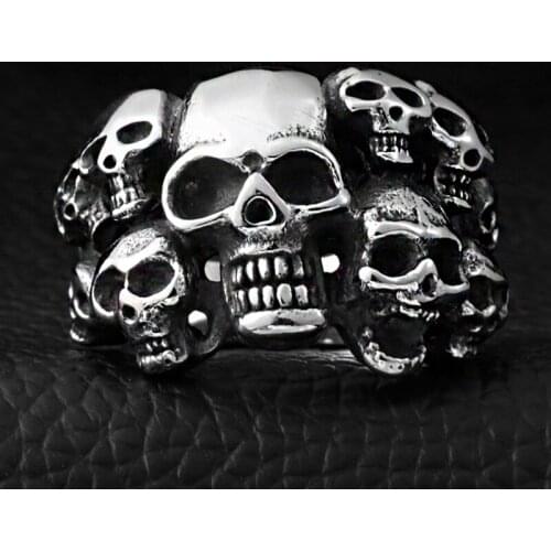 316L Stainless steel steam ram Men punk ring Skeleton Powerful Skull man Band gothic rings Jewelry Gift For Him