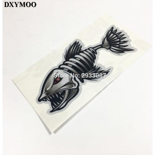 4 sizes Go Fishing Skull Ferocious Fish Bone Car Sticker Decals Vinyl for Bike Motorcycle Helmet Fish Tank 3M H3223