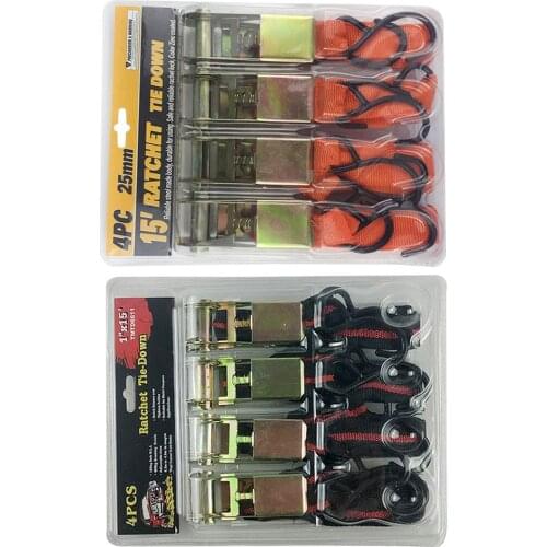 4pcs polyester Ratchet Tie Down Straps Equipment Truck Lashing Belt 1000ton load Tension Rope Luggage Cargo Securing Bike Cars