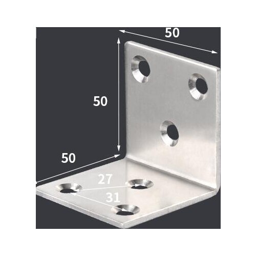 50*50*50mm Stainless steel Fixed furniture Corner Brackets 90 degrees Connection accessories angle iron with screw thickness:2mm
