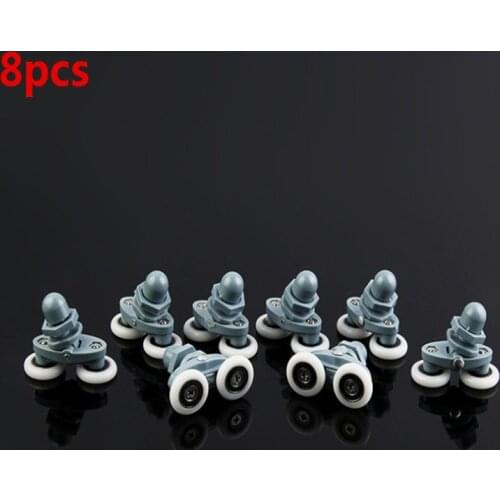 8pcs/4pcs Diameter 23/25mm ABS Plastic Adjustable Double Swinging Pulley Wheel Shower Cabin Sliding Door Hardware Cabinet Roller