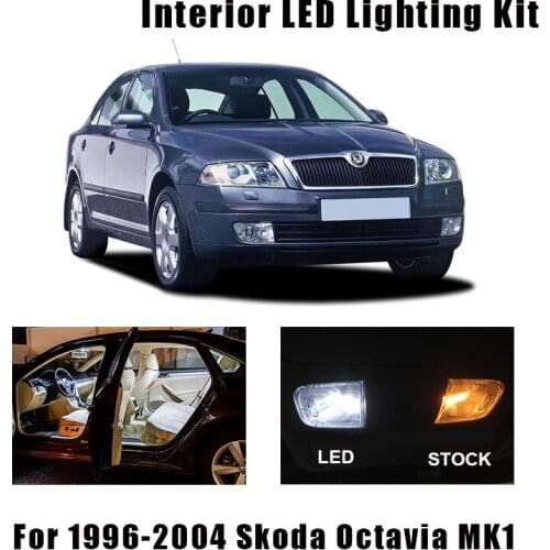 11pcs White Canbus Car LED Interior Light Reading Ceiling Lamp Kit Fit For 1996-2004 Skoda Octavia MK1 MKI License Plate Light