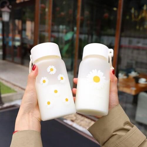 Summer Trend Little Daisy Drink Cup Korean Female Student Water Bottle Couple Double Personality Glass Crushed Water Bottle