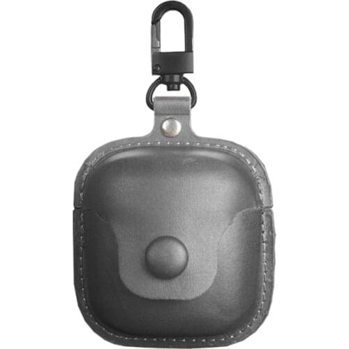 Leather Case for JBL TUNE 220TWS Portable Protective Cover with Keychain Bluetooth Headset Charging Box Black