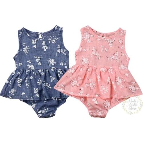 0-18M Newborn Infant Baby Girls Flower Romper Ruffles Jumpsuit Playsuit Summer Cute Baby Girl Clothes Costumes