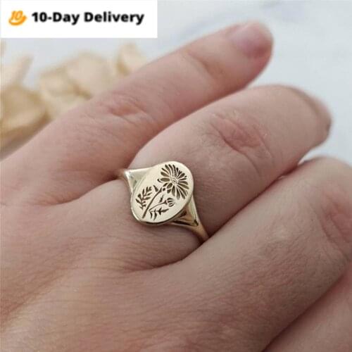 Rings Hollow Flower Retro Gold Rings for Women Wedding Female Engagement Jewelry Party Gitf Mujer Bague Femme Size 5-10