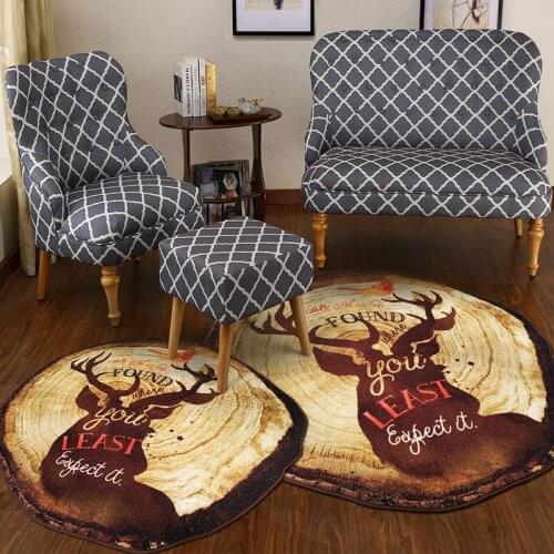 Retro Annual ring Round Carpet Nordic style Elk Printed Rugs And Carpets Bedroom Tea table Study Room computer chair Floor Mat