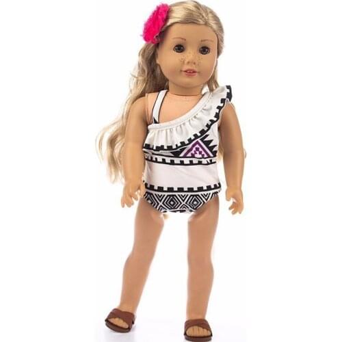 Doll Clothes Accessories Born Baby Fit 18 inch 43cm Yellow purple broken flowers love swimsuit sling suit For Baby Birthday Gift