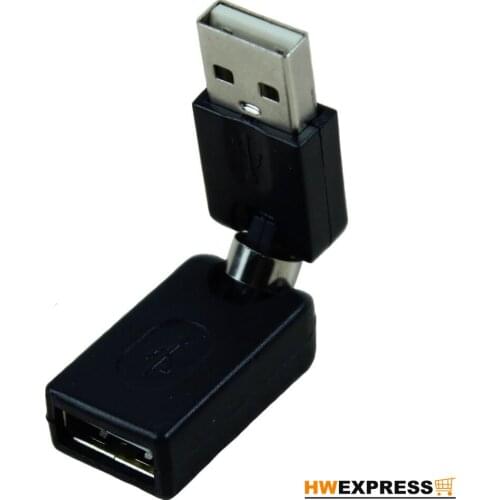 HWEXPRESS Hot Black USB 2.0 Male To USB Female 360 Degree Rotation Angle Extension Adapter