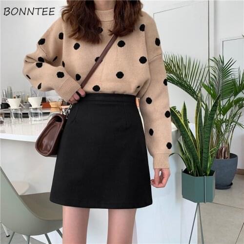 Mini Skirts Womens Solid Korean Style Elegant Females Chic All-match Fashion Casual Harajuku Womens Skirt Autumn Winter Trendy