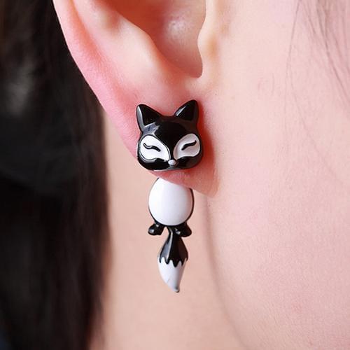 Fashion 1Pc Women Chic Cute 3D Fox Ear Stud Gift Party Lovely Cartoon Animal Earring Jewelry