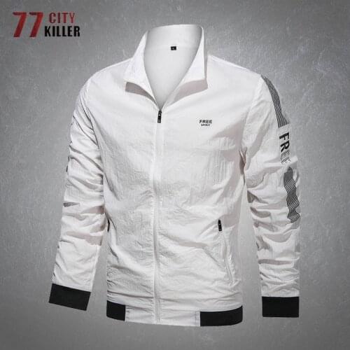Mens Breathable Thin Skin Jacket New Cuffs Printed Pattern Sun Protection Coats Male 2021 Summer Casual Elasticity Mens Jackets