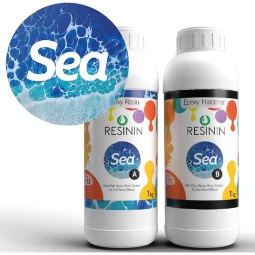 Resinin Sea 2 kgs Resinart Epoxy Resin-Hardener Kit AB DIY Geodeart Tabletop Oceanart Crystal Transparent Glue Resin 2 Kg
