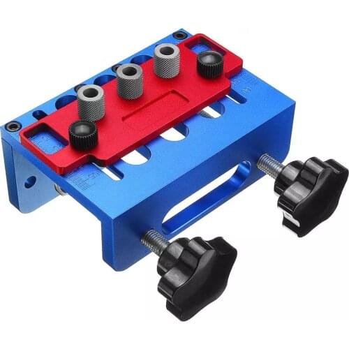 3 In 1 Woodworking Drill Guide Set Hole Puncher Dowelling Jig Self Tighen Clamp Dowel Tenon Punching