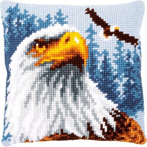 Cross Stitch Cushion Cover Spirit of Eagle Needlepoint Kits Printed Canvas Chunky Yarn Cross-stitch Pillow Case Arts & Crafts