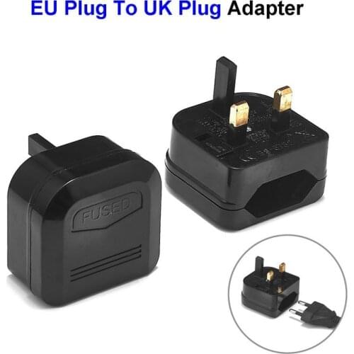 EU 2pin To UK 3pin Power Plug In Adaptor Converter European To British Travel Adapter with 5A Fuse AC Electrical Plug Socket
