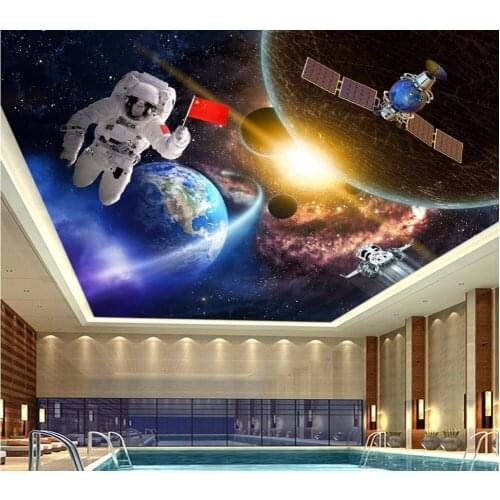 Custom photo 3d ceiling murals wallpaper home decor astronaut space technology painting 3d wall murals wallpaper for living room