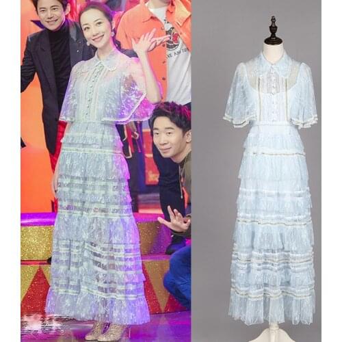 Happy camp singer New cake with fairy perspective with light blue lace dress female