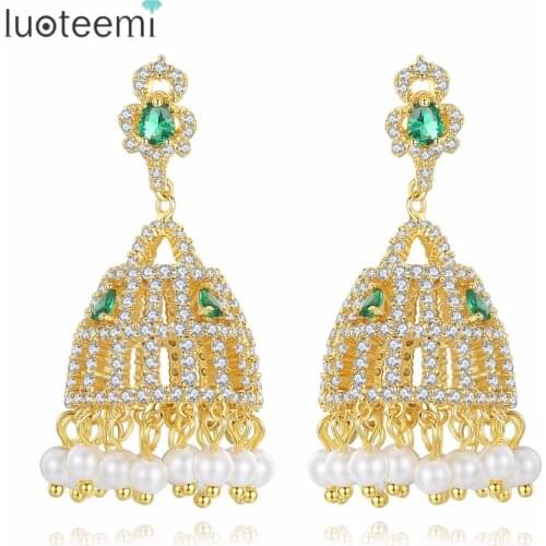 LUOTEEMI Drop Earrings Cubic Zirconia Imitation Pears Gorgeous Multicolor Bright Elegant Graceful Stylish Charming For Women