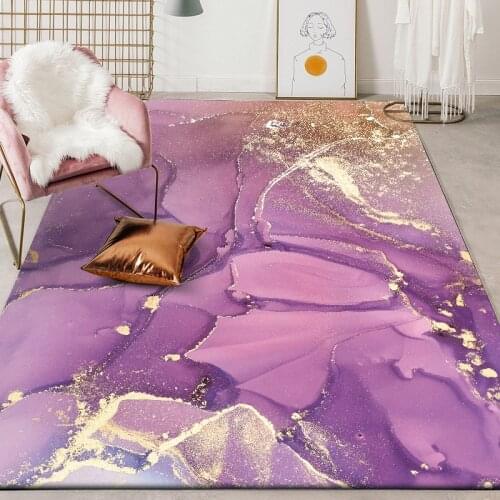 Modern fashion beautiful abstract watercolor pink gold purple bedroom plush rug living room bedside carpet kitchen door mat