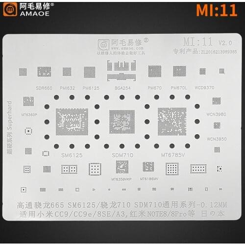 BGA reballing Solder template stencil for xiaomi 8/8se/MIX 10 11/U/Pro CC9e REDMI note8 9 K20 K30Pro SM6125/SDM710/CPU PM6125