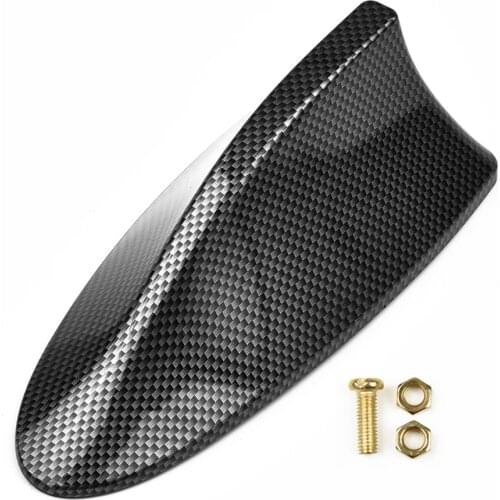 Universal Car Shark Fin Antenna Carbon Fiber Auto Radio Signal Aerials Roof Antennas FM/AM Signal Design Decorate Aerial