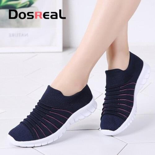 Dosreal Women Flats Shoes Breathable Socks Sneakers For Females Fashion Shoes Soft Shoes Striped Slip on Loafers Shoes