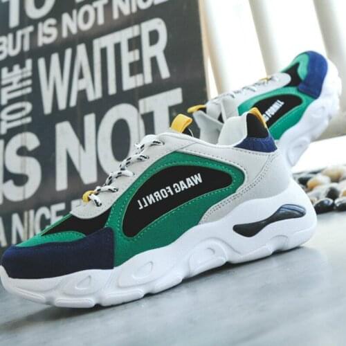 Women Chunky Sneakers 2019 Fashion Women Platform Shoes Lace Up Pink Vulcanize Shoes Womens Female Trainers Big Sneaker R2-25