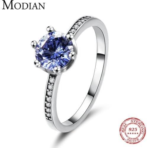 Modian 2021 New Real 925 Sterling Silver Zircon Fashion Crown Crystal Finger Ring For Women Paved Engagement Wedding Jewelry