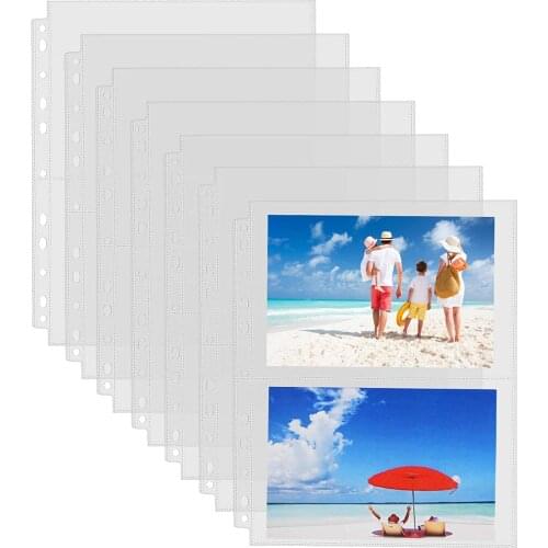 10 PCS Clear Photos or Postcards Page Protectors Plastic Photo Holder Sleeves for 3 Ring Binder, Two 5'' x 7'' Pockets Per Page