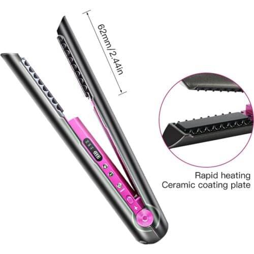 Professional Ceramic Flat Iron 2 in 1 Cordless Hair Straightener and Curler Rechargeable wireless Straightene
