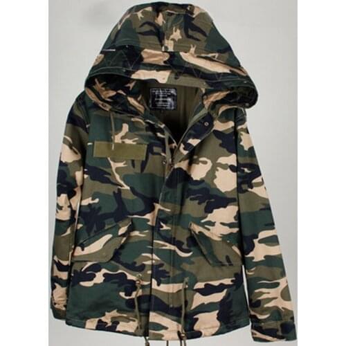 2020 New Fashion Short Women Winter Warm Army Green Military Trench Hooded Coat Jacket