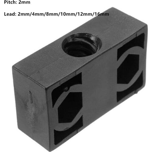3D Printer T8 8mm Lead 2mm Pitch 2mm/4mm/8mm/10mm12mm/14mm/16mm T Thread POM Trapezoidal Screw Nut Block