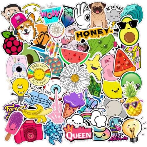 50PCS Summe Stickers Pack For On The Laptop Fridge Phone Skateboard Travel Suitcase luggage Cute Fruit Plant Sticker