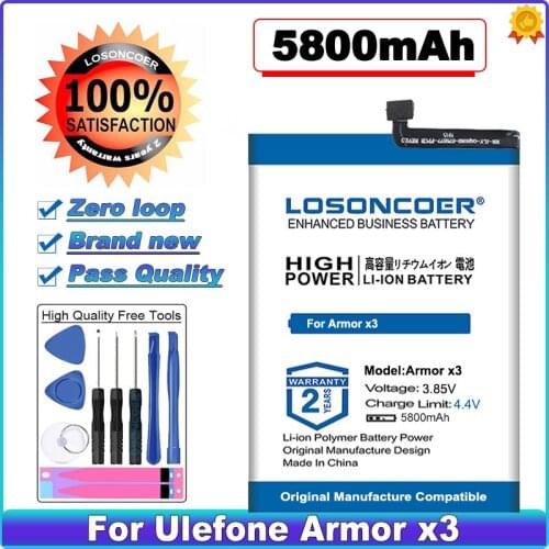LOSONCOER High Capacity Battery X3 5800mAh Battery for Ulefone Armor x3 X5 3082