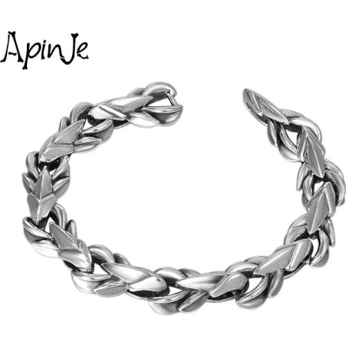 Apinje 925 Sterling Silver Bracelet for Men Thai Silver Special Unique Design Exquisite Man Personality Creativity Punk Bracelet