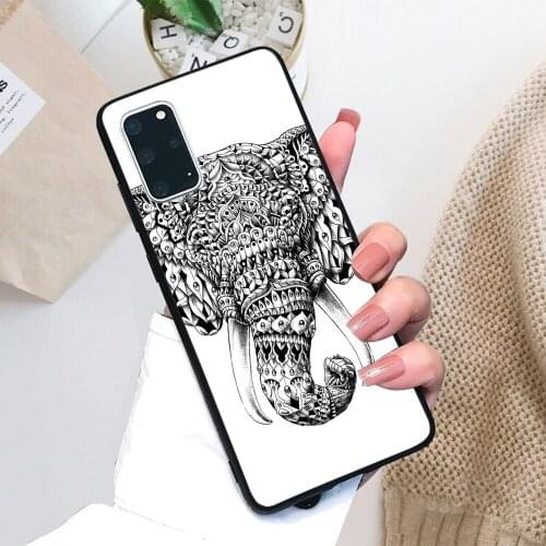 For Samsung Galaxy Ornate Elephant Head Soft TPU Black Border Samsung Galaxy Case