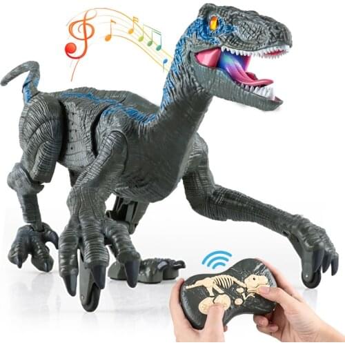 RC Dinosaur 2.4G Raptor Velociraptor Simulation Animal Remote Control Jurassic Dinobot Electric Walking Children Toys For Boy