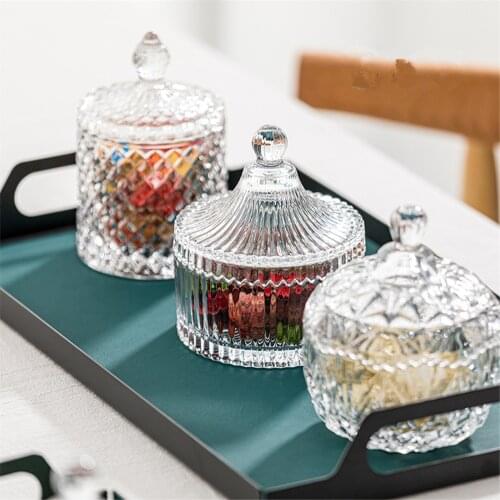 Crystal Glass Candy Jars Creative Water Drop Diamonds Clear Jewelry Gift Storage Box Home Desktop Decor Glass Trinket Canisters