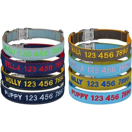 Custom Embroidered Name Dogs Collar Adjustable Nylon Products Dog Collars Puppy Medium Large Unisex Personalized Dog Collar