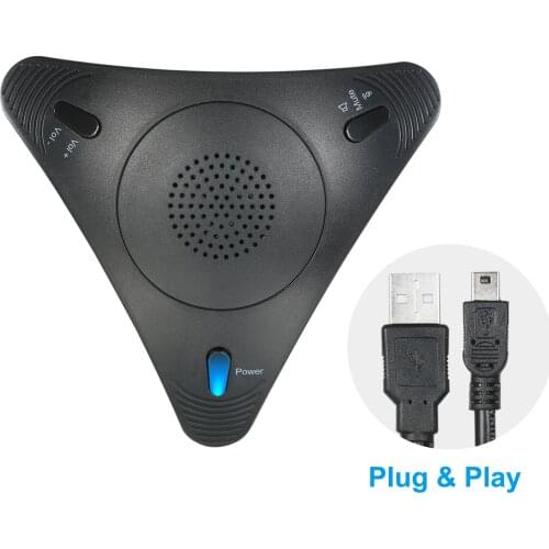 USB Conference Computer Microphone VOIP Omnidirectional Desktop Wired Microphone Built-in Speaker Support Volume Control Mute