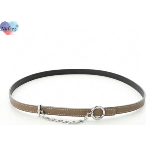 Leather High Quality Ring And Chains Metal Buckle Belt Female Silver Or Golden Hardware Luxury Cool Decoration for Dress 1.8 CM